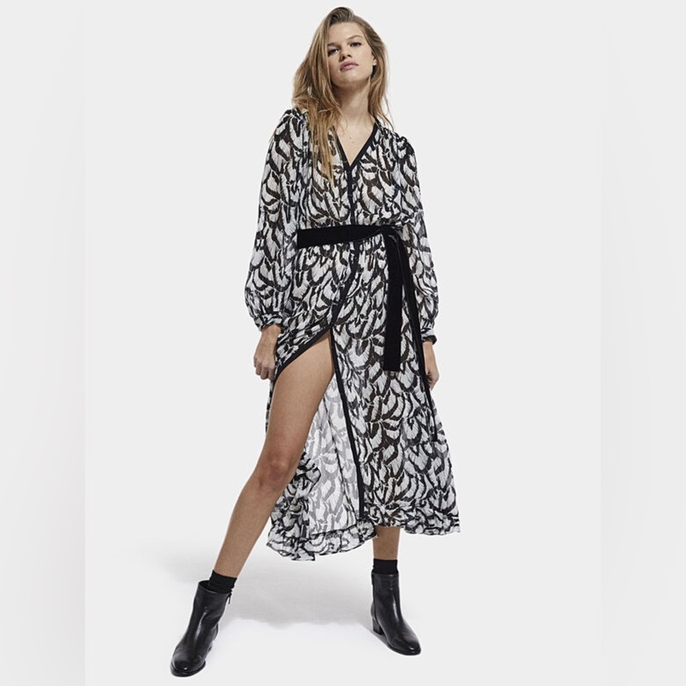 The Kooples Black and White Patterned Dress